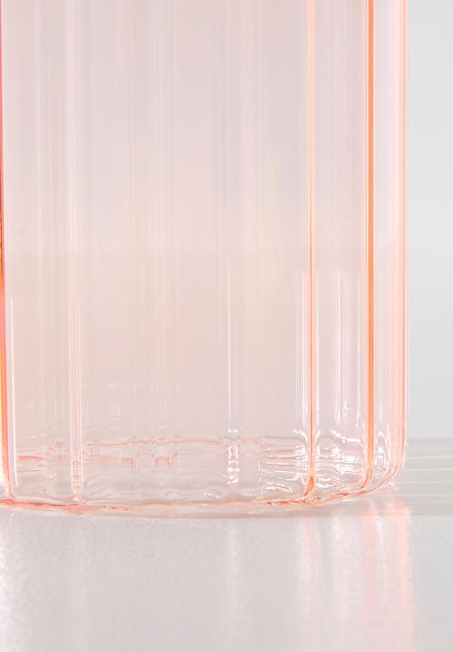 Excellent Houseware - Orange Ribbed Design Storage Jar with Bamboo Lid - 1000ml