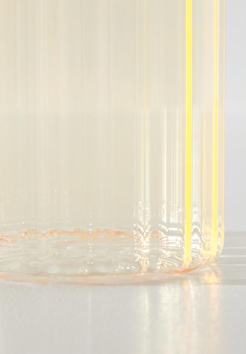 Excellent Houseware - Yellow Ribbed Design Storage Jar with Bamboo Lid - 1000ml