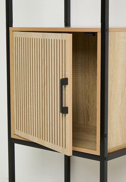 H&S - Tall fluted storage cabinet - black/natural