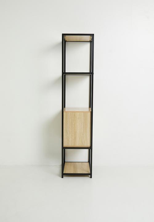 H&S - Tall fluted storage cabinet - black/natural