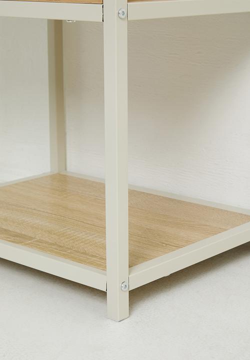H&S - Tall fluted storage cabinet - white/natural