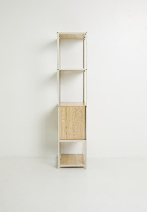 H&S - Tall fluted storage cabinet - white/natural
