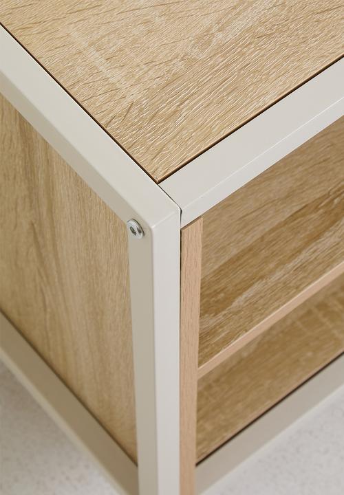 H&S - Single fluted door cabinet - white/natural