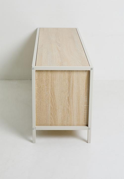 H&S - Single fluted door cabinet - white/natural