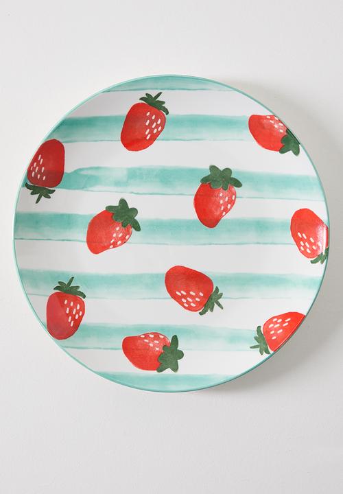 Excellent Houseware - Strawberry & Stripe Dinner Plate 4pcs Set 27cm - multi