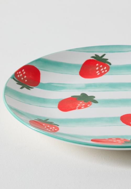 Excellent Houseware - Strawberry & Stripe Dinner Plate 4pcs Set 27cm - multi