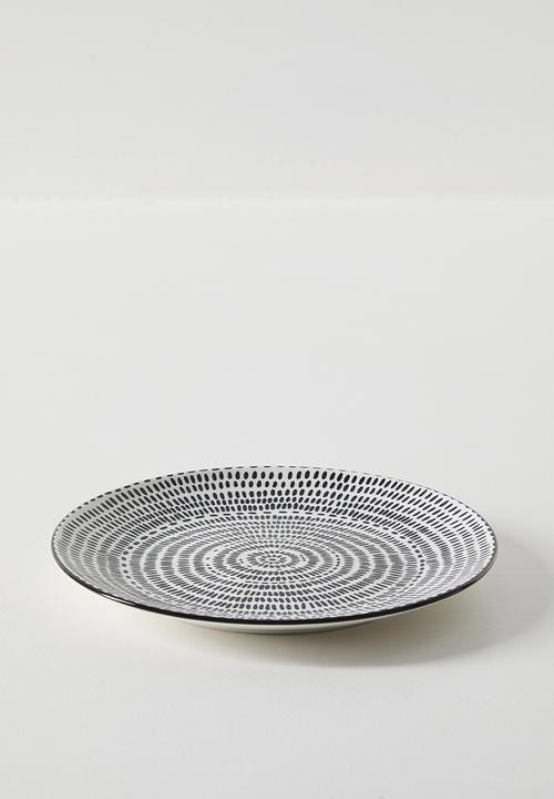 Excellent Houseware - Small Stripe Design Dinnerware Set 16pcs - black & white