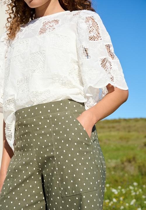 Me&B - Bengaline Wide Leg Crop - Green
