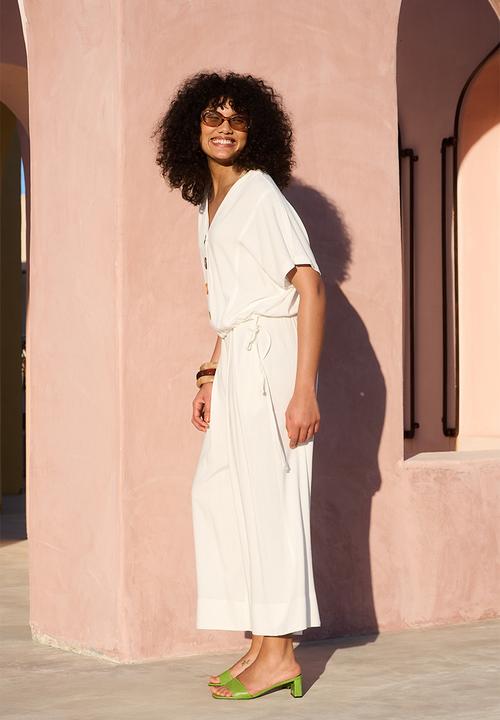 Me&B - Deep Invert Wide Leg Cropped Pant  - Milk