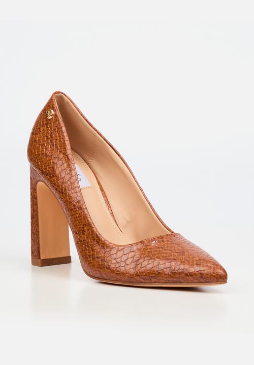 Miss Black - Nala 4 snake print block heel - tan