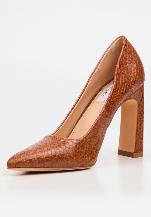 Miss Black - Nala 4 snake print block heel - tan