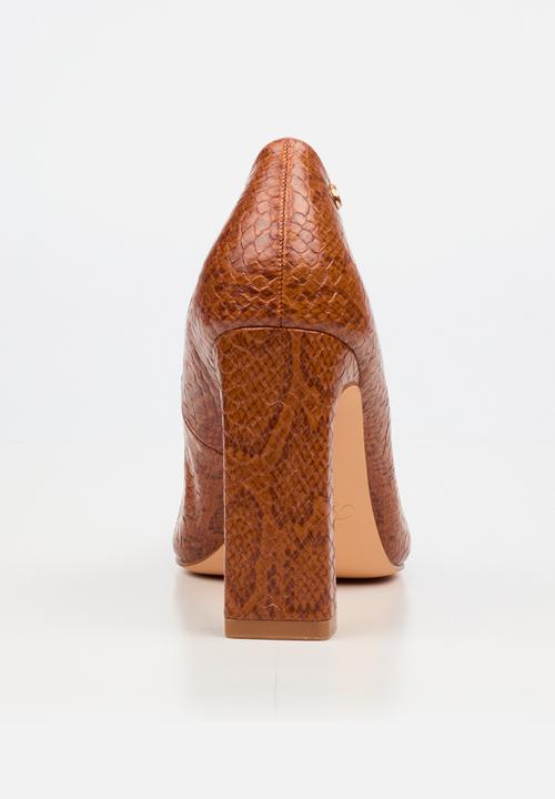 Miss Black - Nala 4 snake print block heel - tan