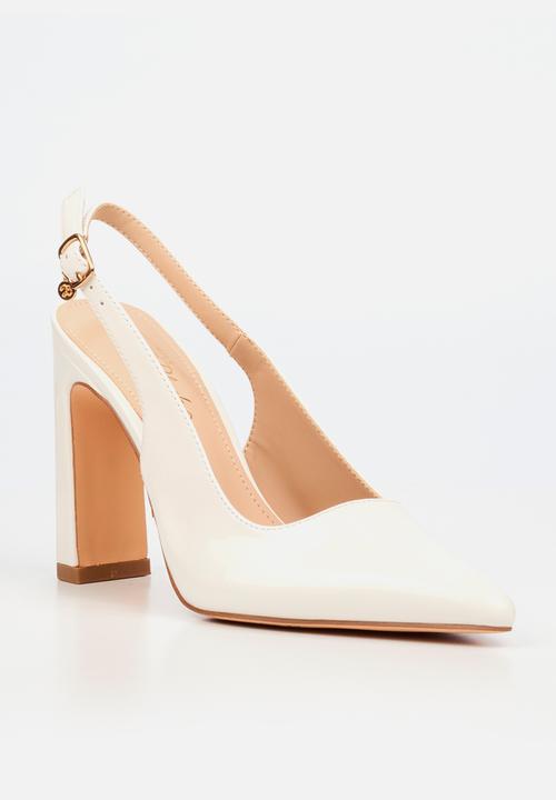 Miss Black - Nala 5 classic slingback block heel - white