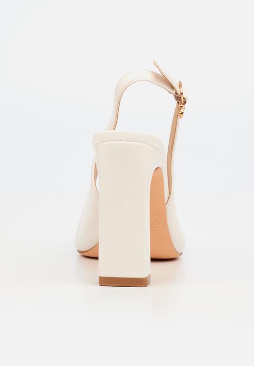 Miss Black - Nala 5 classic slingback block heel - white