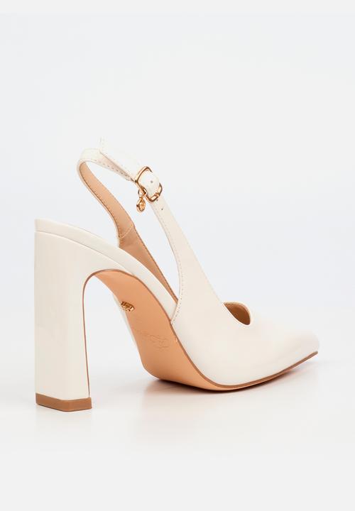 Miss Black - Nala 5 classic slingback block heel - white