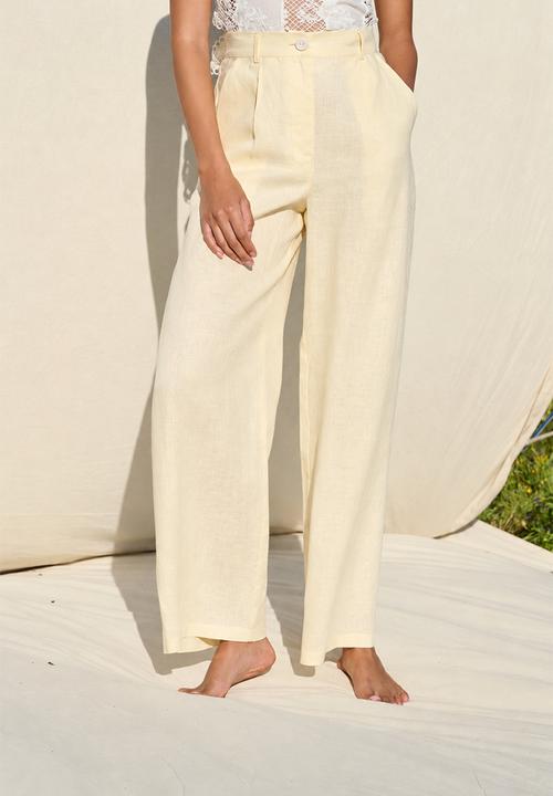 Me&B - 100% Linen Full Length Pant - Yellow