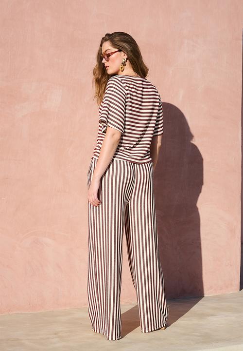 Me&B - Stripe Knit Pant - Chocmilk