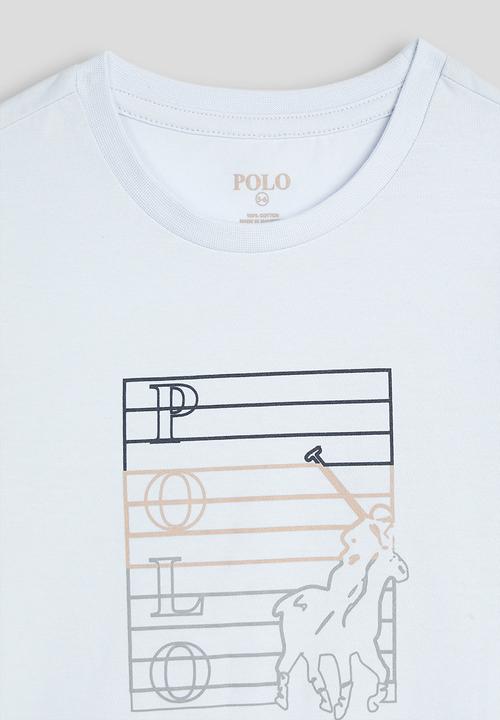 POLO - Girls Isabella Printed Blouson Short Sleeve Tee - Ice Blue