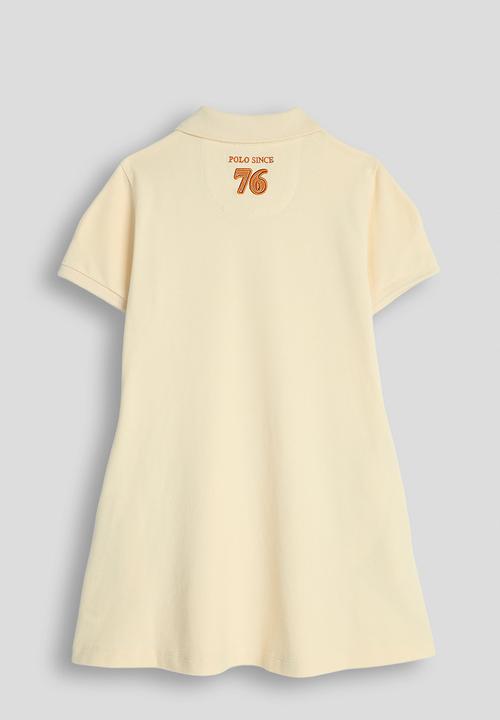 POLO - Girls Ava Flared Ss Golfer Dress - Light Stone