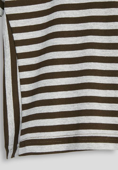 Pop Candy - Vertically striped gold shirt - coffee