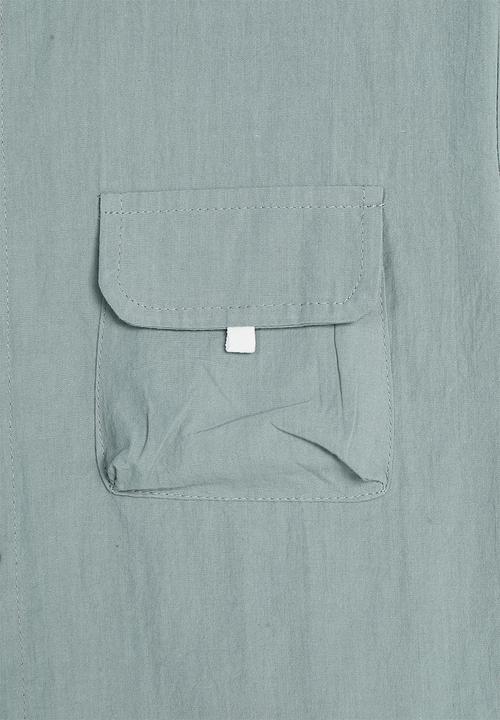 Pop Candy - Collarless shirt with chest pockets - grey