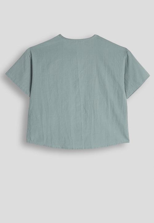 Pop Candy - Collarless shirt with chest pockets - grey
