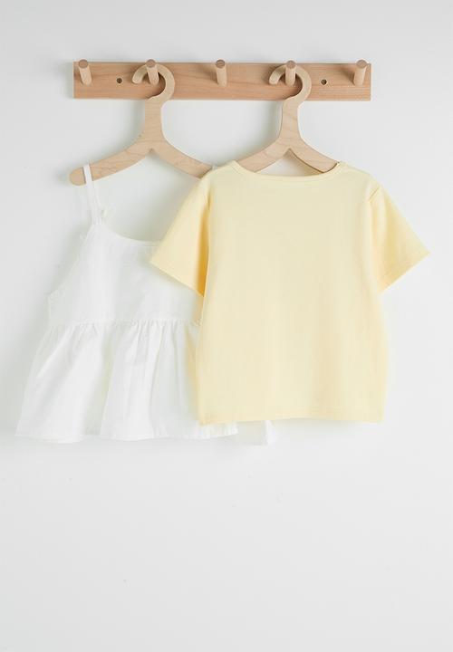 Pop Candy - Tee & cami set - light yellow/white