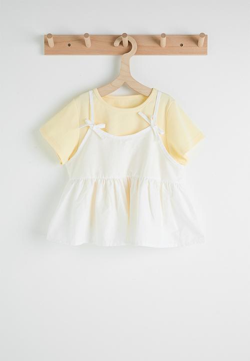 Pop Candy - Tee & cami set - light yellow/white