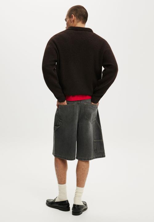 Cotton On - Super Baggy Jort - Carpenter Smokey Washed Grey