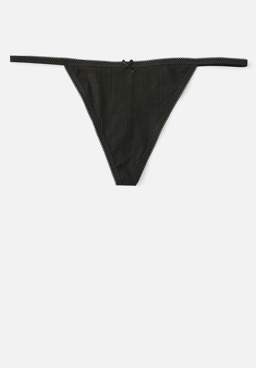 Cotton On - Cotton pointelle g string brief 3 pack - black