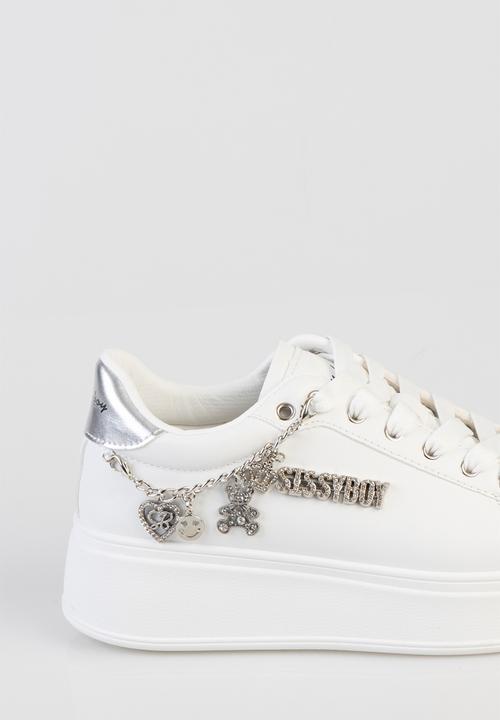 SISSY BOY - Tatum sneaker with removable chain  - white silver