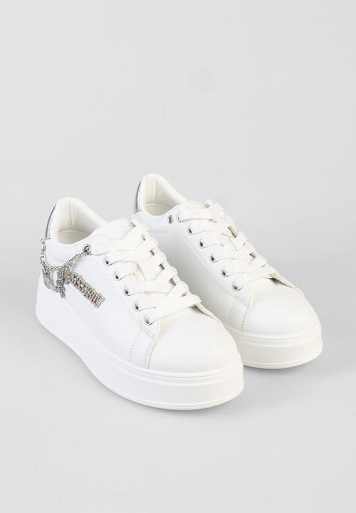 SISSY BOY - Tatum sneaker with removable chain  - white silver