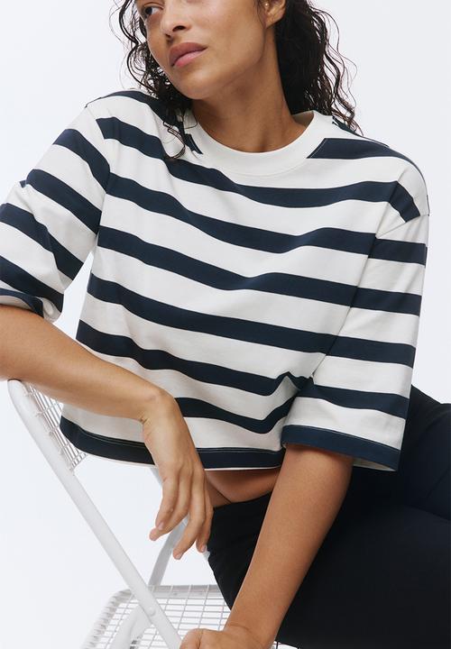 H&M - Oversized T-shirt - navy blue/striped