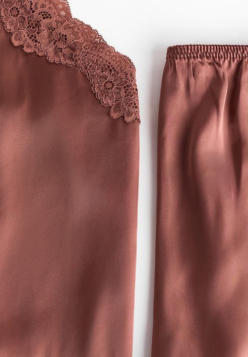 H&M - Lace-trimmed satin pyjamas - dark dusty pink