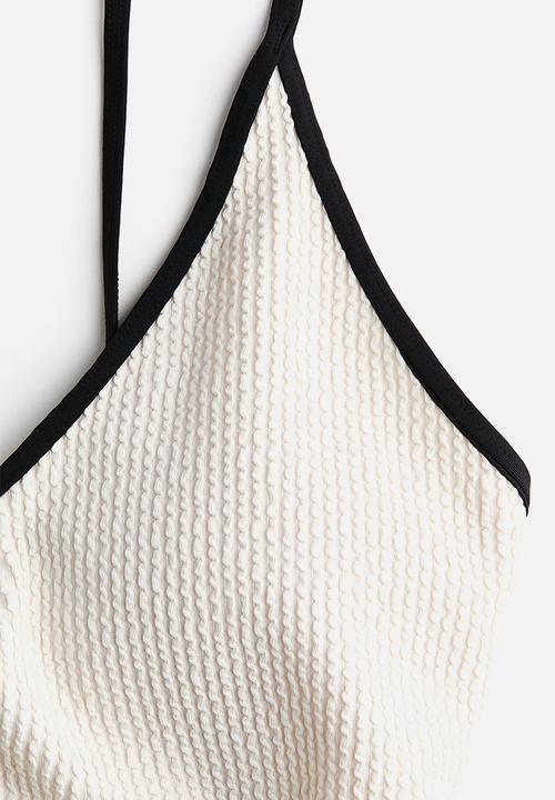 H&M - Padded-cup high leg swimsuit - white