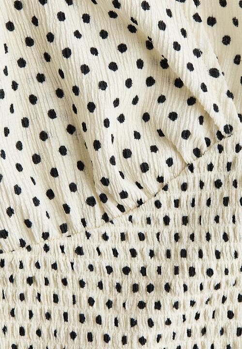 H&M - Textured jersey top - light beige/polka dot