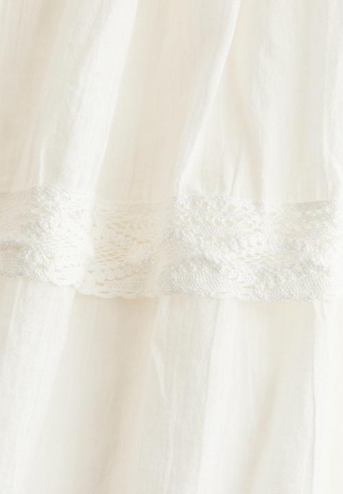 H&M - Lace-trimmed cotton dress - white