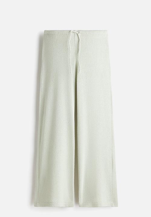 H&M - Knitted drawstring trousers - light dusty green