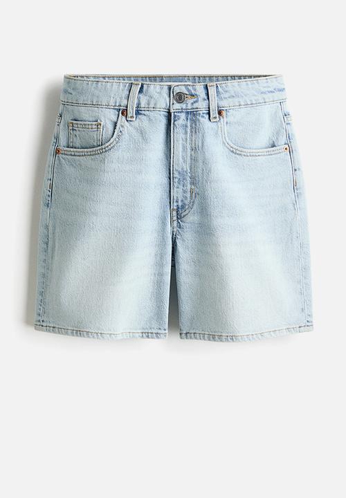 H&M - High-waisted denim shorts - light denim blue