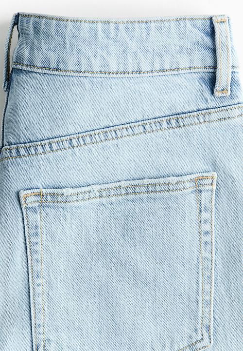 H&M - High-waisted denim shorts - light denim blue