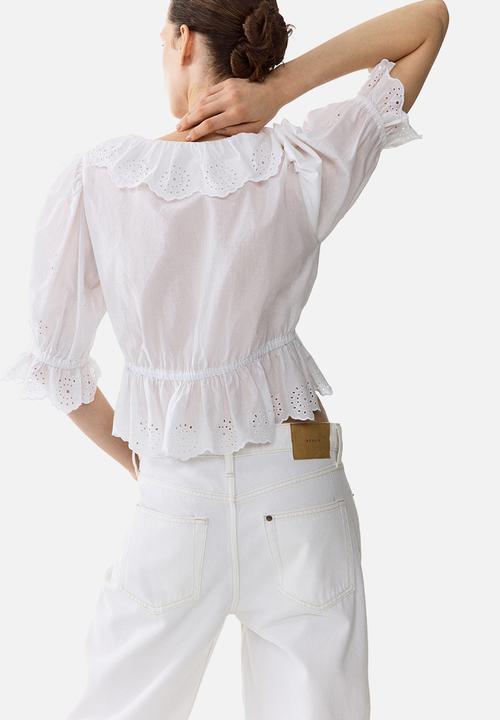 H&M - Broderie anglaise cotton blouse - white