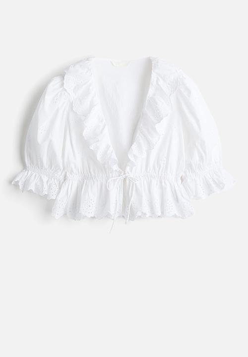 H&M - Broderie anglaise cotton blouse - white