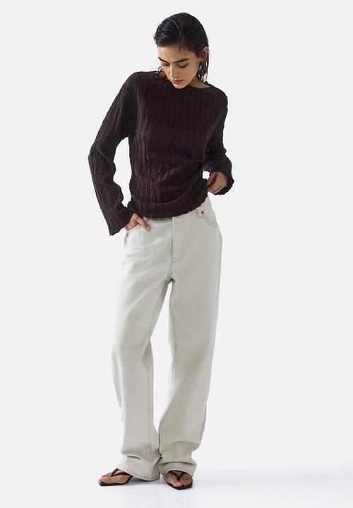 H&M - Boat-neck top - dark brown