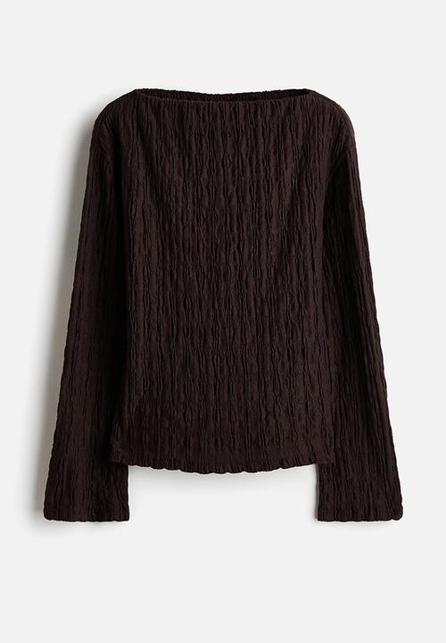 H&M - Boat-neck top - dark brown