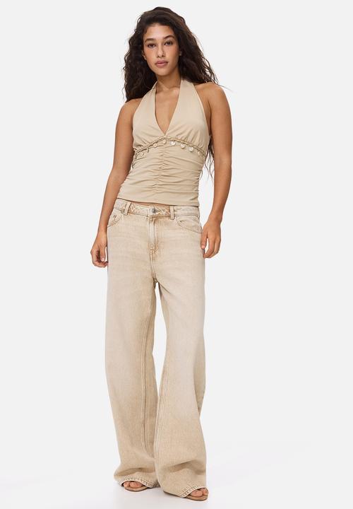 H&M - Embellished halterneck top - beige