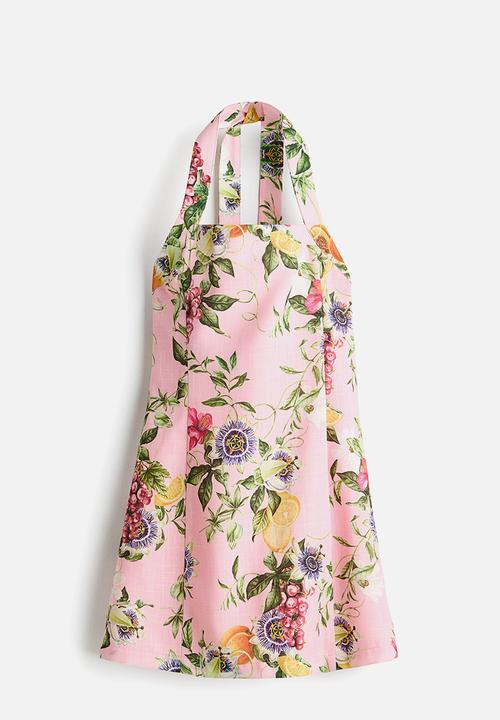 H&M - Halterneck mini dress - light pink/patterned