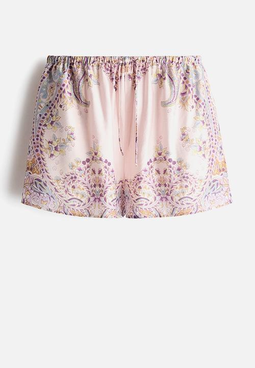 H&M - Loose-fit shorts - light pink/paisley pattern