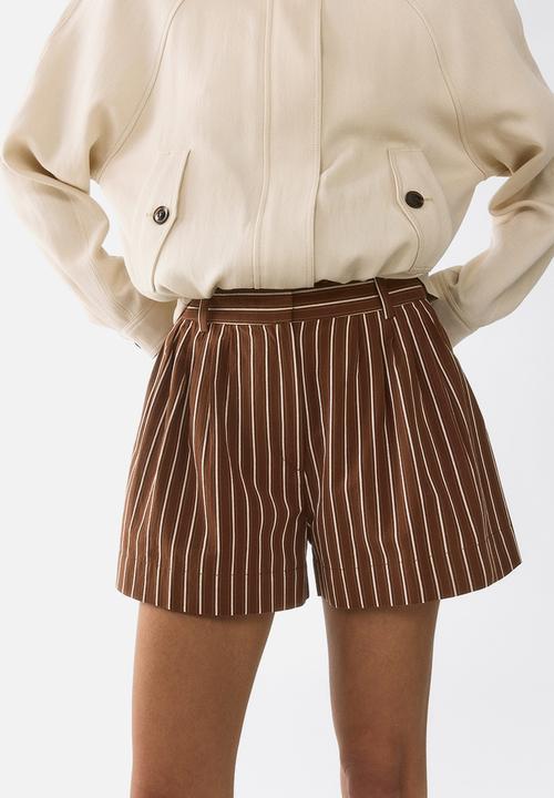 H&M - Tailored cotton shorts - brown/striped