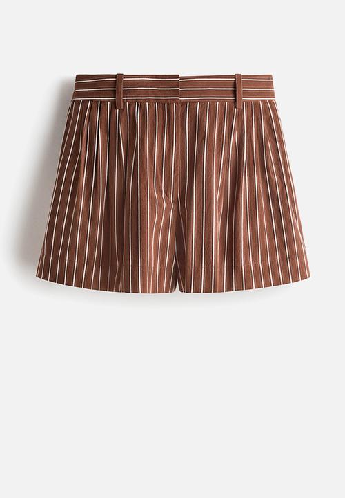 H&M - Tailored cotton shorts - brown/striped