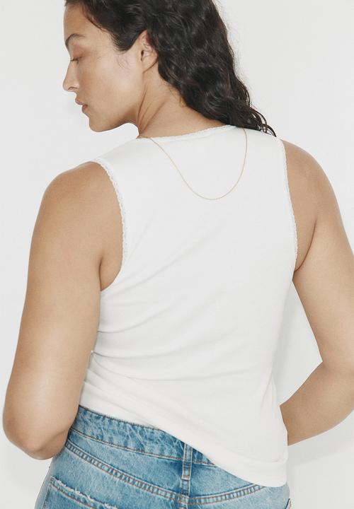 H&M - Lace-trimmed vest top - white